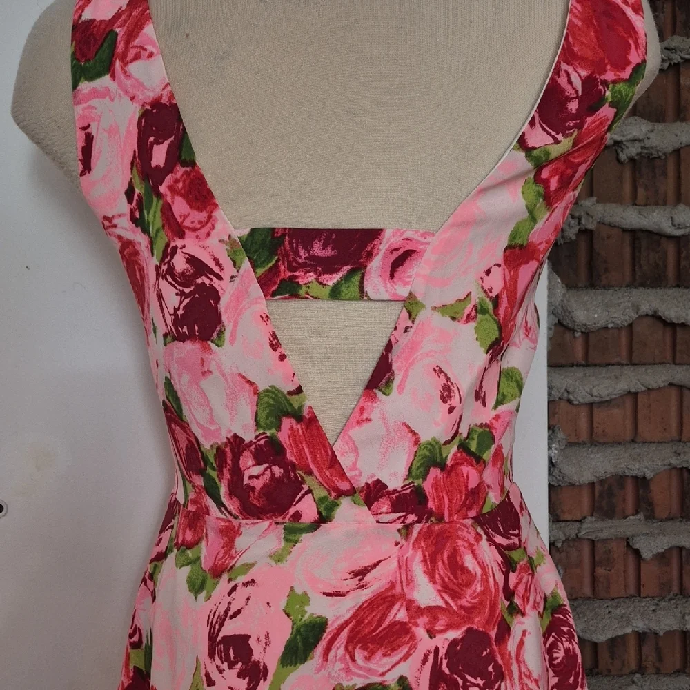 Betsey Johnson Floral Semi Backless Dress Lined Size 6 - Picture 5 of 9